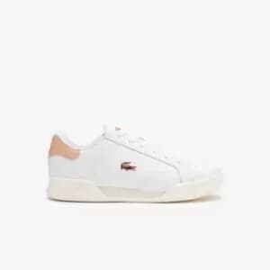 Womens Lacoste Twin Serve Leather Trainers Size 8 UK White & Light Pink