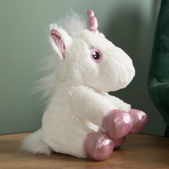 24cm Plush White Unicorn with Sparkly Pink Horn and Hooves