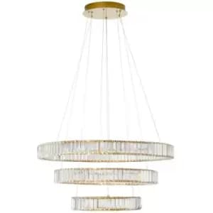 Merano - Kingston Integrated LED Pendant Ceiling Light Gold Metal, Crystal LED 92W 7670Lm 3500K