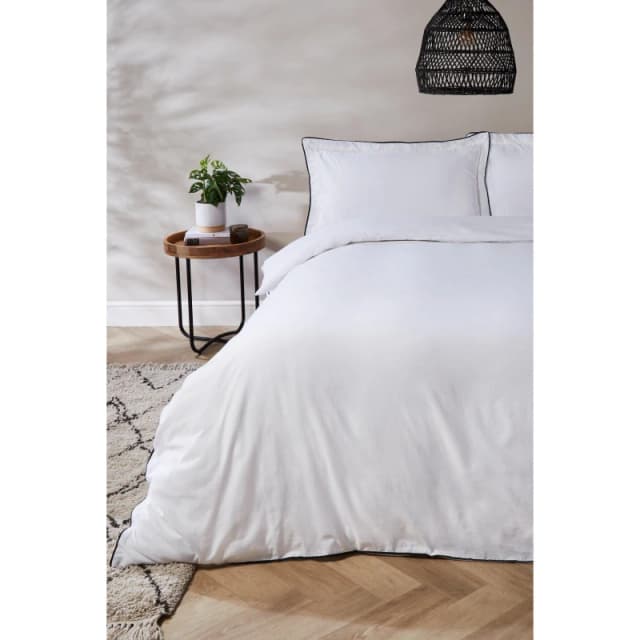Homelife Cotton Piped Edge Duvet Set - White White Superking
