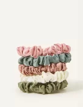 Accessorize Silk Scrunchies 5 Pack, Size: 40cm