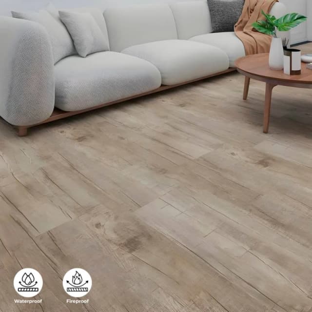 ENER-J BRITWALL Antique Country Oak SPC Luxury Vinyl Flooring - Embossed in Brown Size: 10000mm x 520mm Brown Unisex 10000mm x 520mm