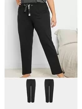 Yours Wide Leg PJ Pants (2 Pack) - Black, Size 18-20, Women