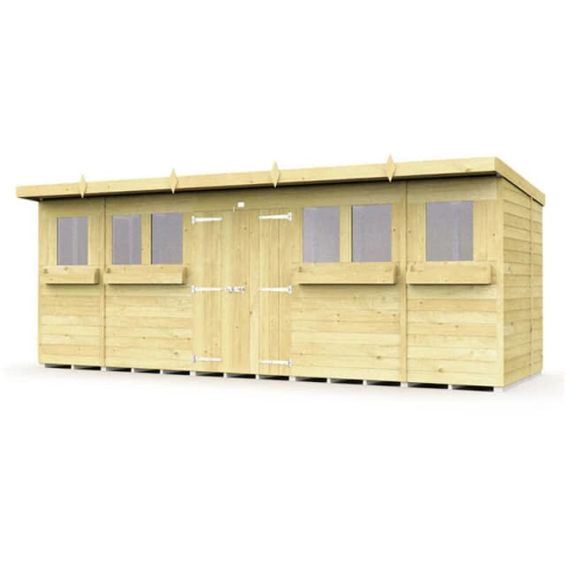 Flat Pack Sheds DIY Sheds 18 x 6 Pent Summer Shed, Brown 18X6PSSFF