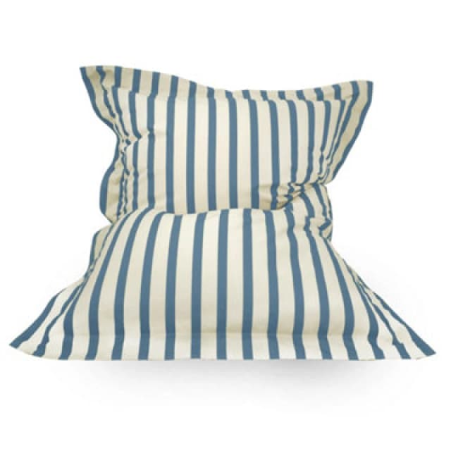 rucomfy Beanbags Rucomfy Adults Squarbie Bean Bag - Indoor Or Outdoor Bean Bag Lounger Chair Blue Striped Print