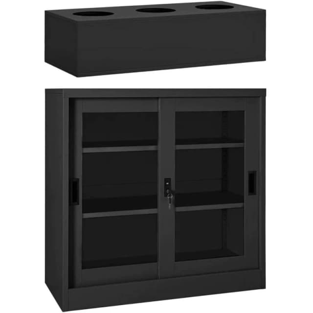 VIDAXL Sliding Door Cabinet with Planter Box Anthracite Steel Vidaxl 8720286847978