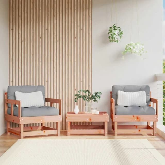 VIDAXL Garden Chairs with Cushions 2 pcs Solid Wood Douglas Vidaxl 8720845801700
