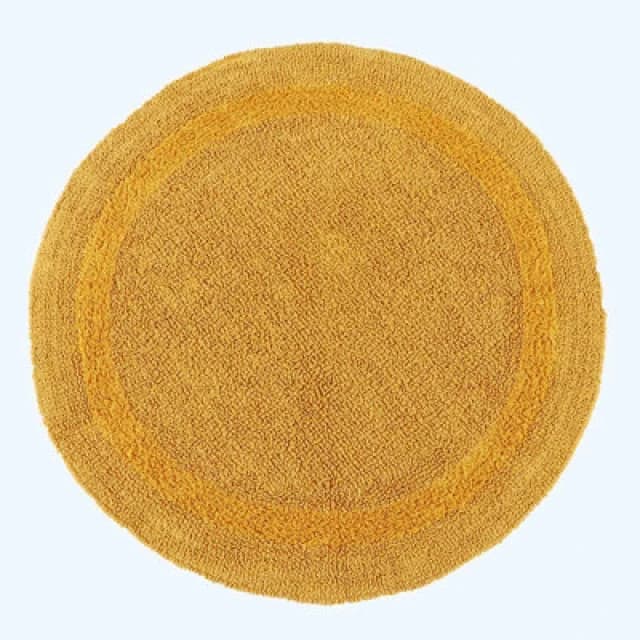 Homescapes Luxury Reversible Round Bath Mat - Mustard Yellow
