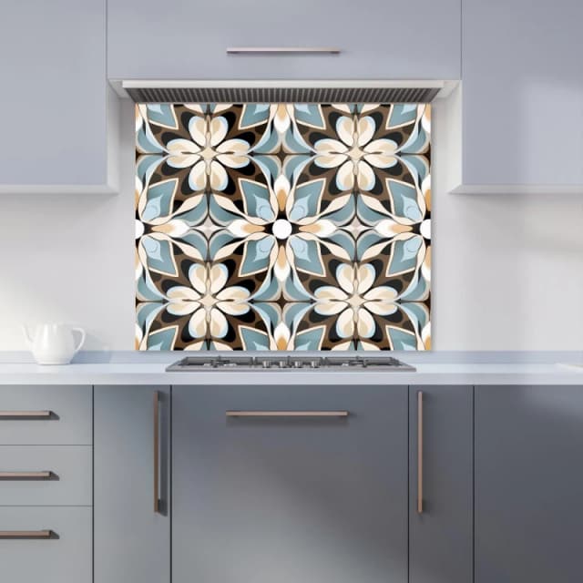 Warren Reed - Designer Beige & Brown Abstract Pattern Kitchen Splashback in Grey Size: 600mm x 750mm Grey Unisex 600mm x 750mm