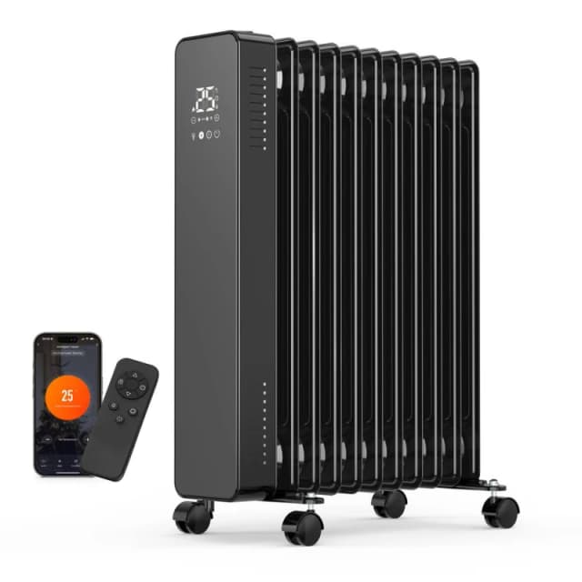 Vonhaus Oil Filled Radiator With Remote Control & WiFi, Oil Heater Portable Electric Free Standing 2500W For Any Room