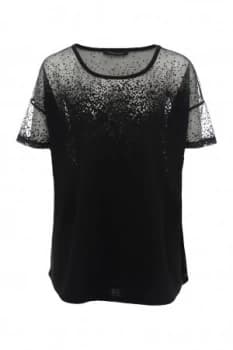 French Connection Sheer Space Devore Oversized T Shirt Black