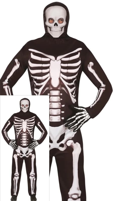 Fiestas Guirca Fancy Dress Adult Skeleton in Black Size: Medium Black Unisex M