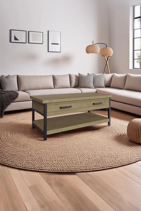 FWStyle FWStyle 2 Drawer Solid Pine Storage Coffee Table in Brown Brown One Size Unisex 5056413124142