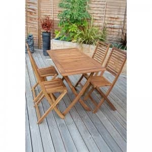 Wooden Acacia 4 Seater Rectangular Table Dining Set