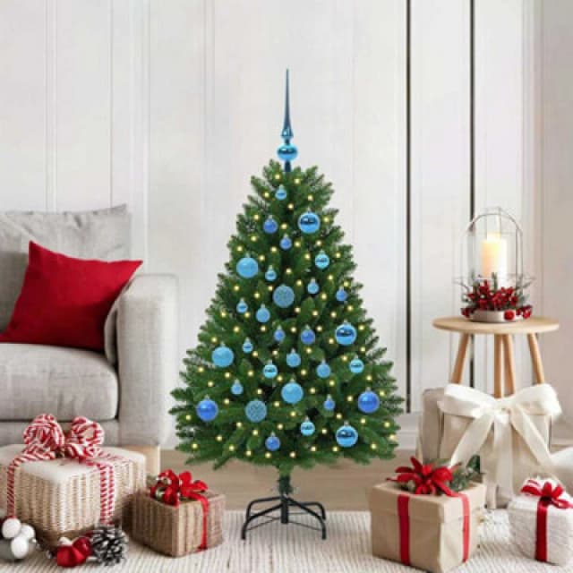 vidaXL Artificial Christmas Tree with Blue Balls Green 120cm PVC and Metal, Green 3395674