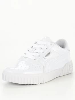 Puma Cali Patent Childrens Trainers - White/White, Size 1