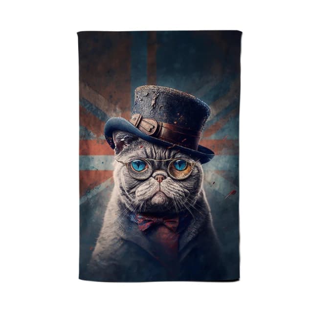 Warren Reed - Designer British Shorthair Cat Splashart Tea Towel Multicolor Unisex