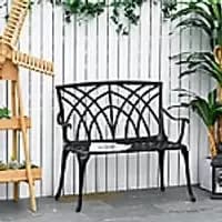 OutSunny Cast Aluminium Garden Bench Black