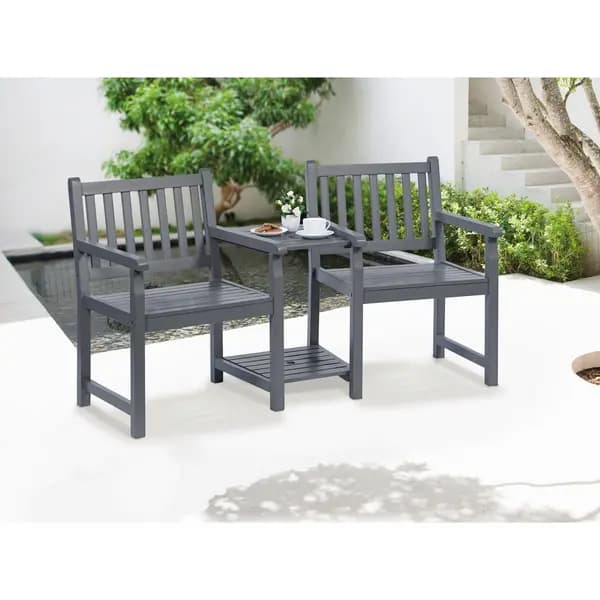Greenhurst Hardwood PU Painted Love Seat - Slate Grey - Grey One Size
