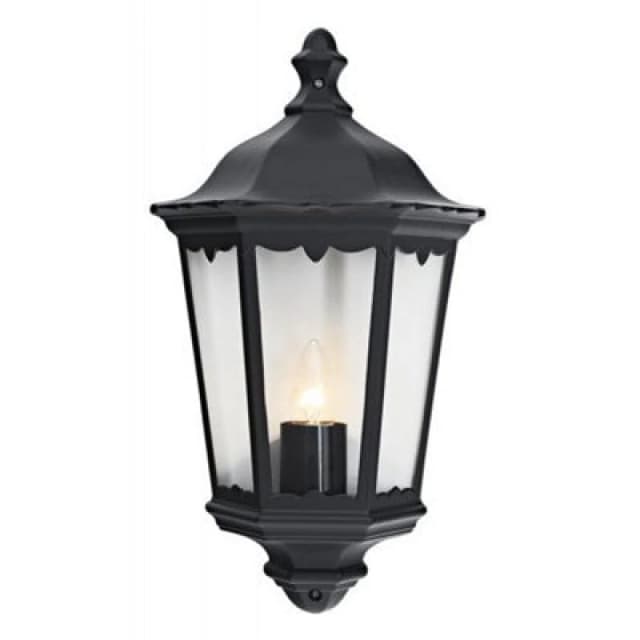 Happy Homewares Traditional Black Cast Aluminium Outdoor Lantern Wall Light