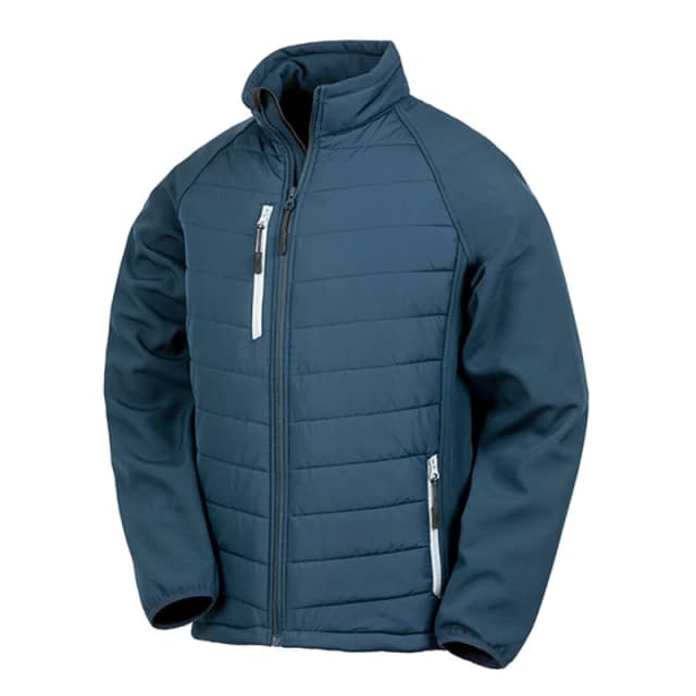 (L, Navy/Grey) Result Mens Black Compass Padded Soft Shell Jacket