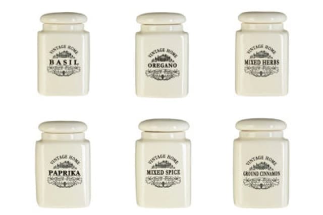 Premier Housewares Set of 6 Vintage Home Jars Cream