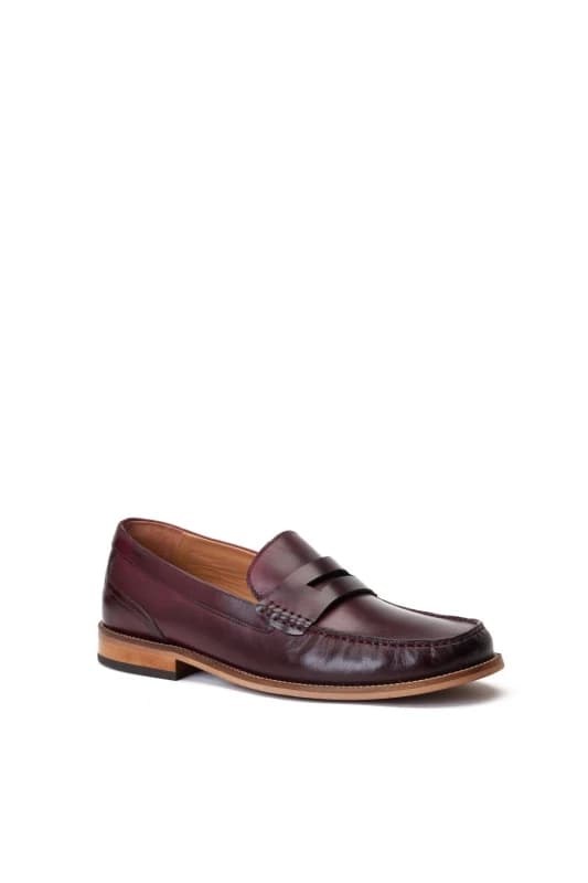 Base London Base London Men Garfield Penny Loafer in Wine Size: 10 Wine 10 Male 5038538366560