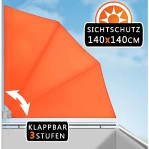 Balcony Side Awning Sunshade Foldable Canopy Outdoor Terrace Screen Collapsible Orange