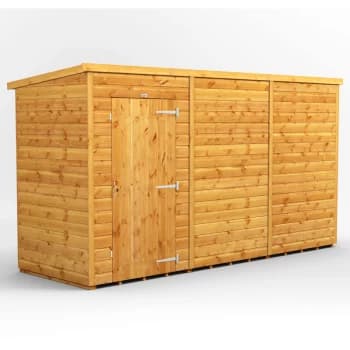12x4 Power Windowless Pent Garden Shed - Brown