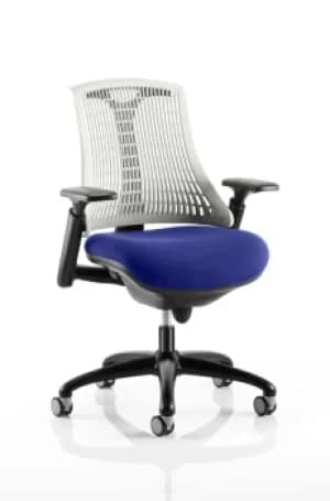 Flex Task Operator Chair Black Frame White Back Bespoke Colour Seat Admiral Blue