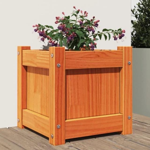 vidaXL Garden Planter Wax Brown 31x31x31cm Solid Wood Pine, Brown 837398