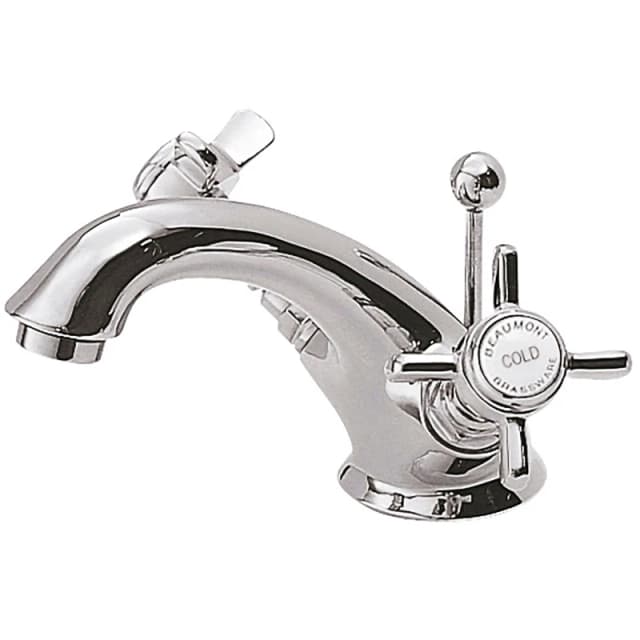 Balterley Traditional Crosshead Luxury Basin Tap Pop Up Waste Chrome Silver