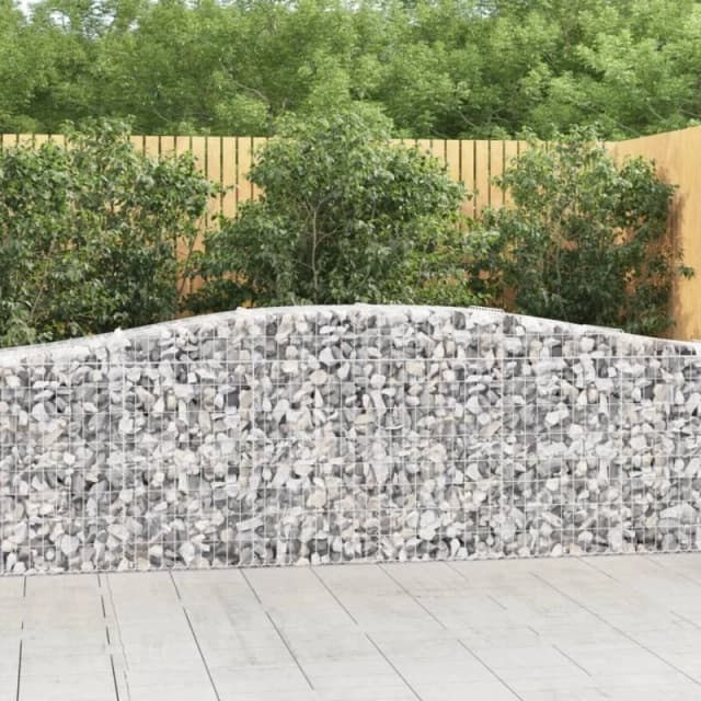 vidaXL Arched Gabion Baskets 2 pcs 400x50x80/100cm Galvanised Iron, Silver 3145943