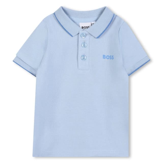 Boss Kids Logo Short Sleeve Polo Shirt Prsn Blue 887 male 3Y