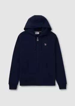 Fila Mens Lucian Essential Hoodie With Ribbed Side Panel In Navy