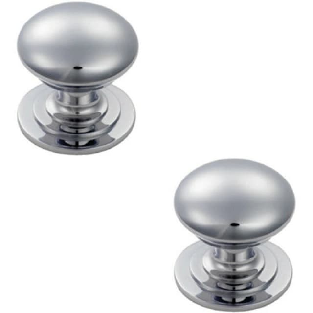 Loops 2x Victorian Round Cupboard Door Knob 25mm Dia Polished Chrome Cabinet Handle Multi unisex