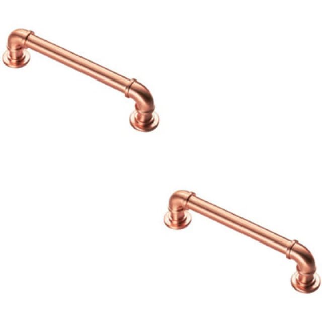 Loops 2x Pipe Design Cabinet Pull Handle 128mm Fixing Centres 12mm Dia Satin Copper Copper unisex