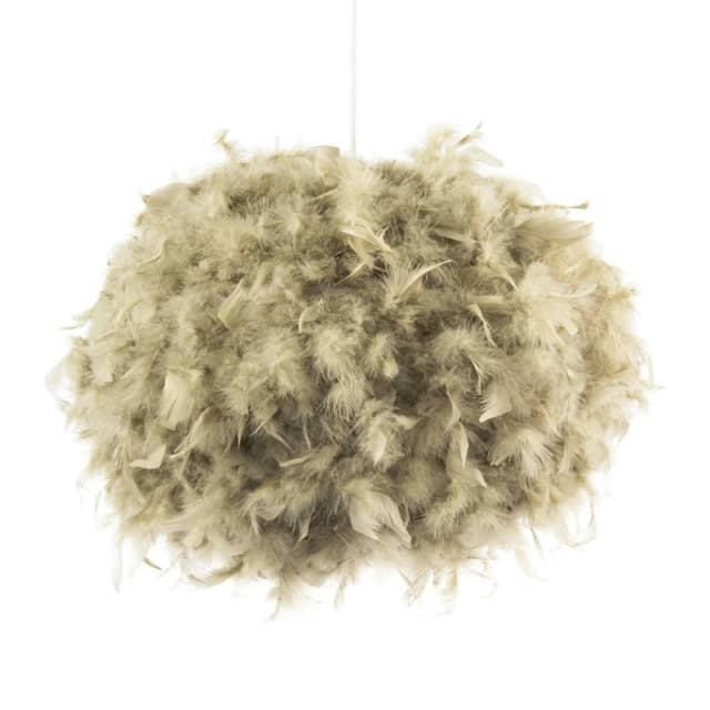 Happy Homewares Modern & Unique Large Olive Green Feather Decorated Pendant Shade Size: 16" Olive Unisex 16"