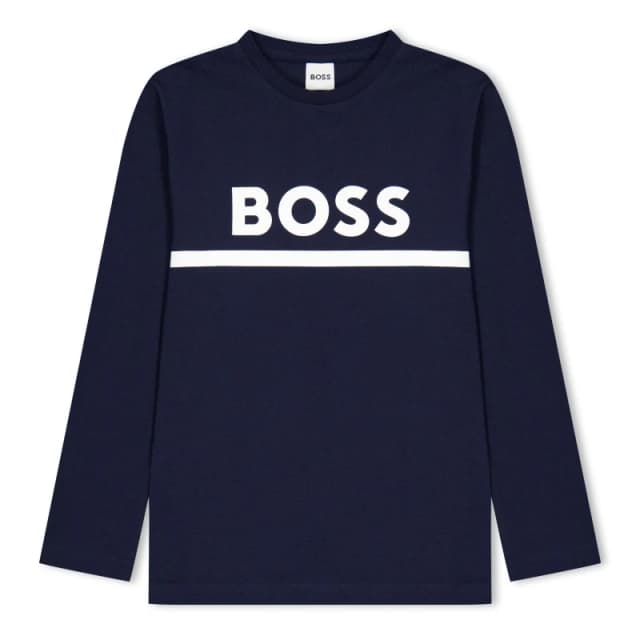 Boss Kids Long-Sleeve T-Shirt, Large Logo Design White 10P male 4Y