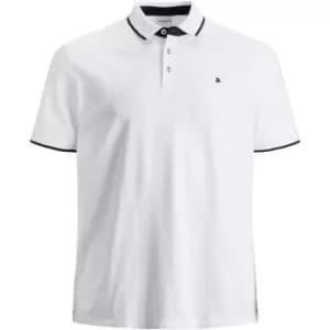 Jack and Jones Tipped Pique Polo Plus Size - White