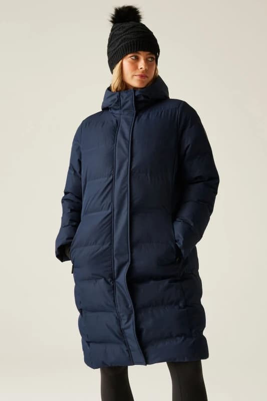 Dare 2b Womens Wander Waterproof Longline Padded Jacket in Navy Size: 6 Navy Female 6