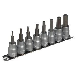 Teng M3811 Socket Clip Rail AF Hex Set of 8 3/8in Drive