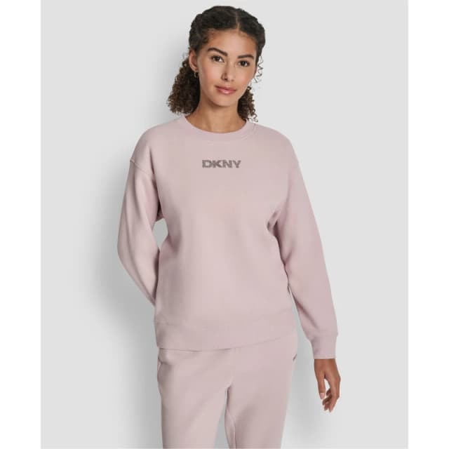 DKNY Womens Cotton Logo Crew Sweatshirt Allure female 8 (XS)