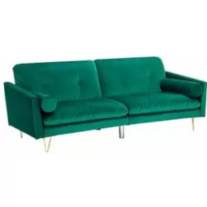 Sofa Bed Convertible Sofa Settee with 2 Bolster Cushions in Green - green