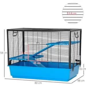 PawHut Indoor Guinea Pig Cage Habitat for Small Animals W/ Accessories, Blue