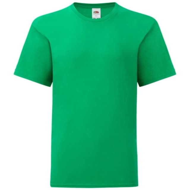 Fruit of the Loom Iconic T-Shirt in Green Size: 12-13 Years Green Unisex 12-13 Years