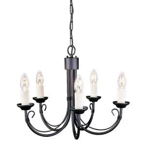 5 Light Chandelier Black Finish, E14