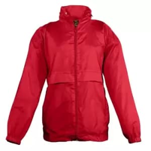 SOLS Kids Unisex Surf Windbreaker Jacket (Water Resistant And Windproof) (5-6) (Red)