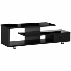 HOMCOM High Gloss TV Unit For TVs Up To 45"with Storage Shelf And Drawer Black