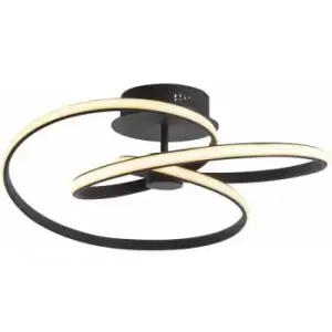 Loops - Semi Flush Ceiling Light Fitting - Textured Black & White Diffuser - LED Tape